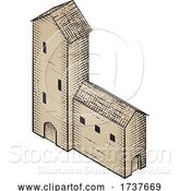 Vector Illustration of Medieval Building Map Icon Vintage Illustration by AtStockIllustration