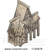 Vector Illustration of Medieval Building Map Icon Vintage Illustration by AtStockIllustration