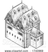 Vector Illustration of Medieval Building Map Icon Vintage Illustration by AtStockIllustration