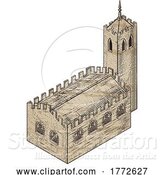 Vector Illustration of Medieval Building Map Icon Vintage Illustration by AtStockIllustration