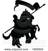 Vector Illustration of Medieval Knight on Horse Silhouette by AtStockIllustration