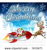 Vector Illustration of Merry Christmas Santa Rocket Sleigh Background by AtStockIllustration