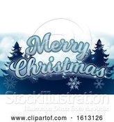 Vector Illustration of Merry Christmas Winter Trees Snowflakes Graphic by AtStockIllustration
