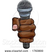 Vector Illustration of Microphone Fist Hand Comic Book Pop Art by AtStockIllustration