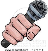 Vector Illustration of Microphone Fist Hand Comic Book Pop Art by AtStockIllustration