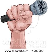 Vector Illustration of Microphone Fist Hand Comic Book Pop Art by AtStockIllustration