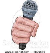 Vector Illustration of Microphone Fist Hand Comic Book Pop Art by AtStockIllustration