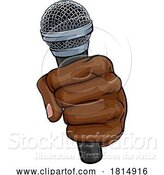 Vector Illustration of Microphone Fist Hand Comic Book Pop Art by AtStockIllustration