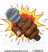 Vector Illustration of Microphone Fist Hand Explosion Pop Art by AtStockIllustration