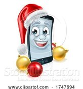 Vector Illustration of Mobile Cell Phone Christmas Mascot in Santa Hat by AtStockIllustration
