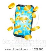 Vector Illustration of Mobile Cell Phone Flying Coin Money Concept by AtStockIllustration