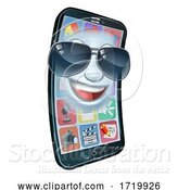 Vector Illustration of Mobile Phone Cool Shades Mascot by AtStockIllustration