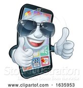 Vector Illustration of Mobile Phone Cool Shades Thumbs up Mascot by AtStockIllustration