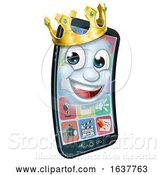 Vector Illustration of Mobile Phone King Crown Mascot by AtStockIllustration