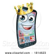 Vector Illustration of Mobile Phone King Crown Mascot by AtStockIllustration