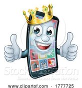 Vector Illustration of Mobile Phone King Crown Thumbs up Mascot by AtStockIllustration