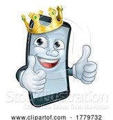 Vector Illustration of Mobile Phone King Crown Thumbs up Mascot by AtStockIllustration