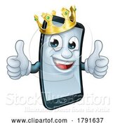 Vector Illustration of Mobile Phone King Crown Thumbs up Mascot by AtStockIllustration