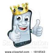 Vector Illustration of Mobile Phone King Crown Thumbs up Mascot by AtStockIllustration