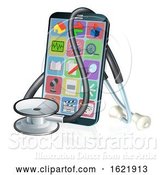 Vector Illustration of Mobile Phone Medical Health App Stethoscope Design by AtStockIllustration