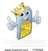 Vector Illustration of Mobile Phone Sim Card King Mascot by AtStockIllustration