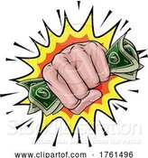 Vector Illustration of Money Cash Fist Hand Comic Pop Art by AtStockIllustration