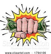 Vector Illustration of Money Cash Fist Hand Comic Pop Art by AtStockIllustration