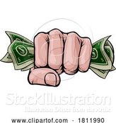 Vector Illustration of Money Cash Fist Hand Comic Pop Art by AtStockIllustration