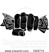 Vector Illustration of Money Fist Hand Holding Dollars Full of Cash by AtStockIllustration