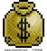 Vector Illustration of Money Sack Bag Pixel Art Eight Bit Game Icon by AtStockIllustration