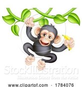 Vector Illustration of Monkey Chimpanzee Jungle Animal on Vines by AtStockIllustration