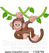 Vector Illustration of Monkey Singing on Jungle Vines Pointing by AtStockIllustration