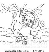 Vector Illustration of Monkey Singing on Jungle Vines Thumbs up by AtStockIllustration