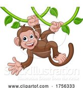 Vector Illustration of Monkey Singing on Jungle Vines Waving by AtStockIllustration