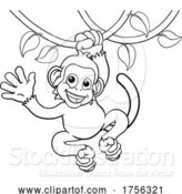 Vector Illustration of Monkey Singing on Jungle Vines Waving by AtStockIllustration