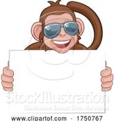 Vector Illustration of Monkey Sunglasses Animal Holding Sign by AtStockIllustration
