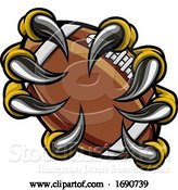 Vector Illustration of Monster Animal Claw Holding American Football Ball by AtStockIllustration