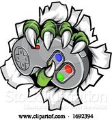 Vector Illustration of Monster Gamer Claws Holding Games Controller by AtStockIllustration