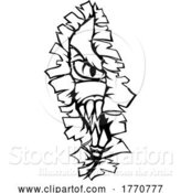 Vector Illustration of Monster Tearing a Rip Through the Background by AtStockIllustration