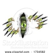 Vector Illustration of Monster with Talon Claw Tearing a Rip Through Wall by AtStockIllustration