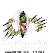Vector Illustration of Monster with Talon Claw Tearing a Rip Through Wall by AtStockIllustration