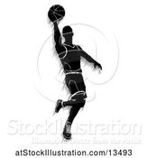 Vector Illustration of Motion Blur Styled Silhouetted Basketball Player in Action by AtStockIllustration