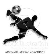 Vector Illustration of Motion Blur Styled Silhouetted Soccer Player in Action by AtStockIllustration