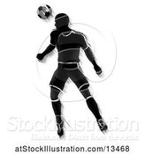 Vector Illustration of Motion Blurred Black Silhouetted Male Soccer Player Heading a Ball by AtStockIllustration