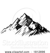 Vector Illustration of Mountains Range Woodcut Engraved Style Drawing by AtStockIllustration