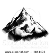 Vector Illustration of Mountains Range Woodcut Engraved Style Drawing by AtStockIllustration