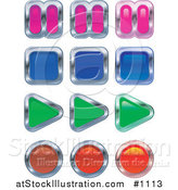 Vector Illustration of Music or Video Player Buttons; Pause, Stop, Play and Record by AtStockIllustration