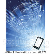 Vector Illustration of Music Streaming from a 3d Smart Cell Phone over Blue by AtStockIllustration