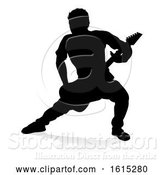 Vector Illustration of Musician Guitarist Silhouette, on a White Background by AtStockIllustration