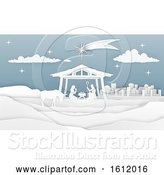Vector Illustration of Nativity Christmas Paper Scene by AtStockIllustration